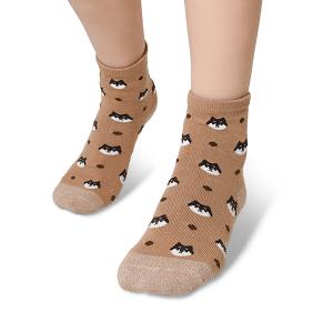 摩力諾抗菌造型短襪-狗狗-咖啡