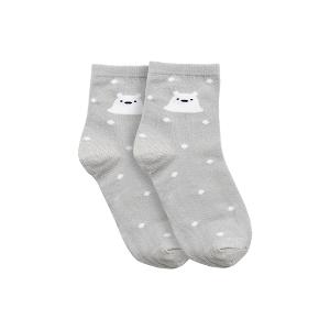 摩力諾抗菌造型短襪-北極熊-灰色