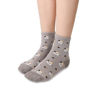 摩力諾抗菌造型短襪-貓貓-灰色