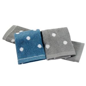 日本認證抗菌防臭花漾圓點毛巾-深海藍