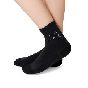摩力諾抗菌造型短襪-喵臉-黑色