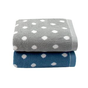 日本認證抗菌防臭花漾圓點浴巾-深海藍