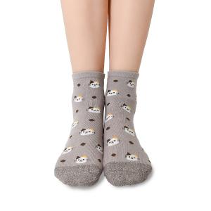 摩力諾抗菌造型短襪-貓貓-灰色
