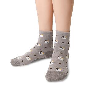 摩力諾抗菌造型短襪-貓貓-灰色