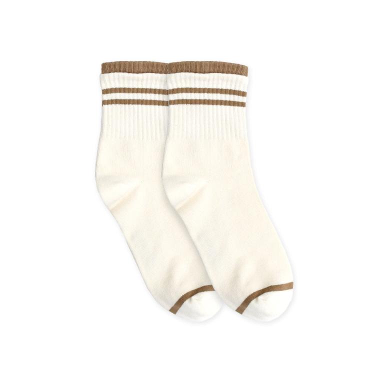 摩力諾抗菌經典女襪-日系條紋-米白