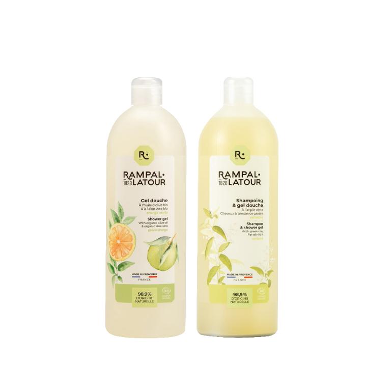 南法香頌 歐巴拉朵2in1洗髮沐浴精1L-青橙+2in1洗髮沐浴精1L-馬鞭草綠泥