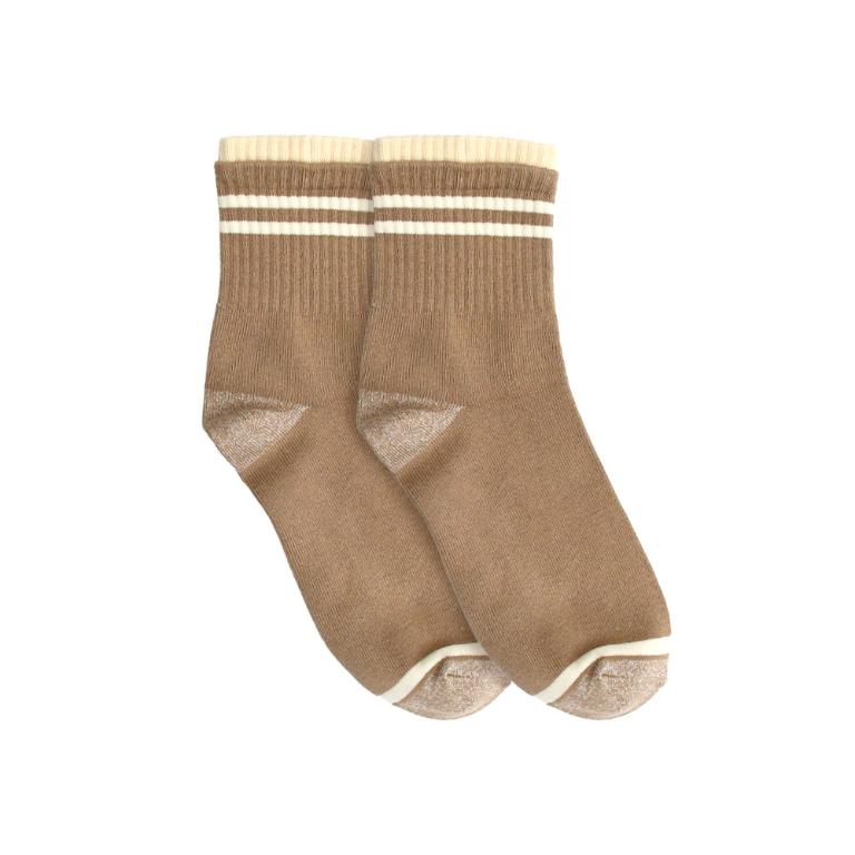 摩力諾抗菌經典女襪-日系條紋-咖啡