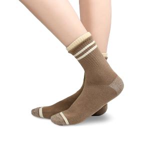 摩力諾抗菌經典女襪-日系條紋-咖啡