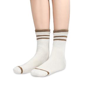摩力諾抗菌經典女襪-日系條紋-米白