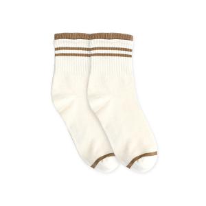 摩力諾抗菌經典女襪-日系條紋-米白