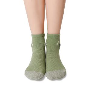摩力諾抗菌造型短襪-喵臉-灰綠