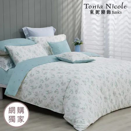 【Tonia Nicole 東妮寢飾】湛藍晨露100%精梳棉兩用被床包組(加大)