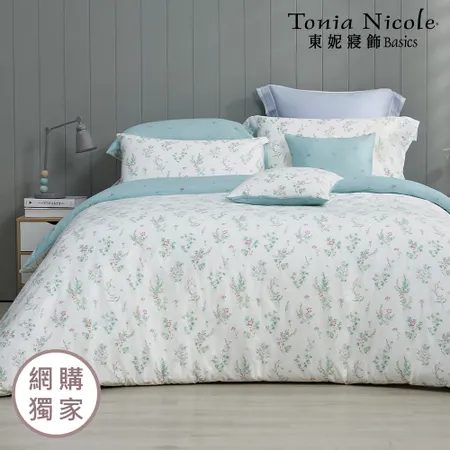 【Tonia Nicole 東妮寢飾】湛藍晨露100%精梳棉兩用被床包組(加大)