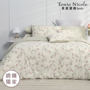 【Tonia Nicole 東妮寢飾】翠藤玫音100%精梳棉兩用被床包組(雙人)