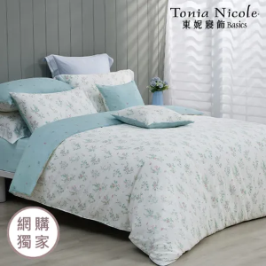 【Tonia Nicole 東妮寢飾】湛藍晨露100%精梳棉兩用被床包組(加大)