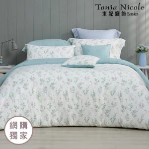 【Tonia Nicole 東妮寢飾】湛藍晨露100%精梳棉兩用被床包組(加大)