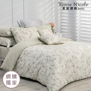 【Tonia Nicole 東妮寢飾】翠藤玫音100%精梳棉兩用被床包組(雙人)