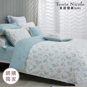 【Tonia Nicole 東妮寢飾】湛藍晨露100%精梳棉兩用被床包組(加大)