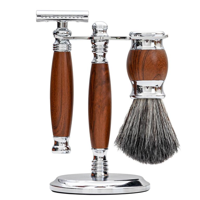 FREED 豪華四件雙刃刮鬍刀禮盒- 仿胡桃木