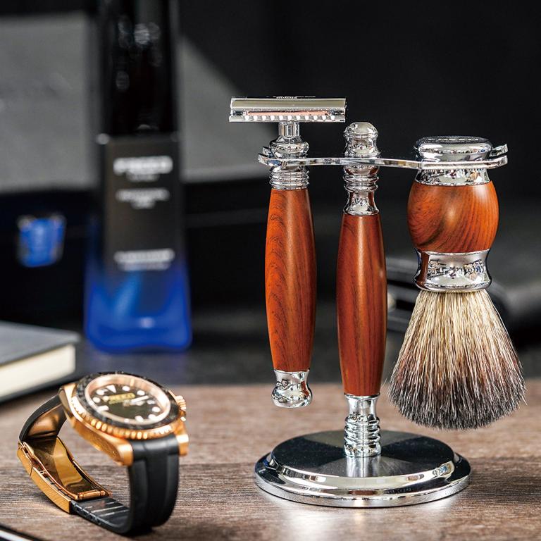 FREED 豪華四件雙刃刮鬍刀禮盒- 仿胡桃木