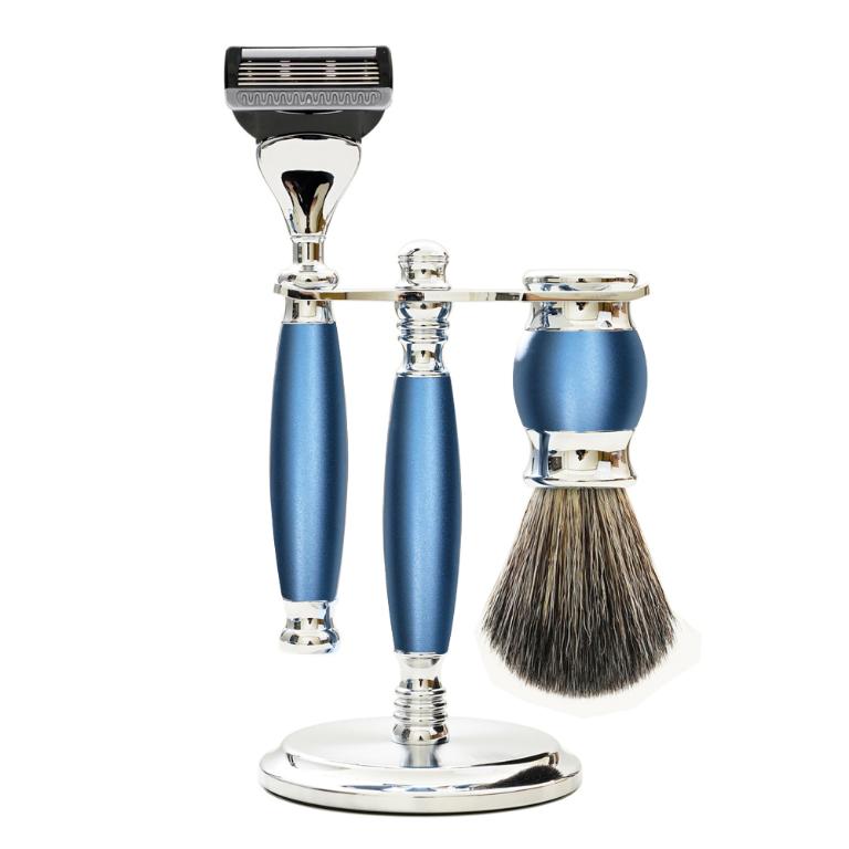 FREED 五刀式刮鬍刀豪華禮盒四件組 -時尚藍+客製化刻字服務