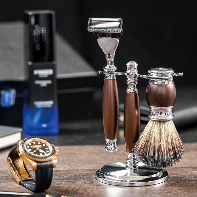 FREED 五刀式 刮鬍刀豪華禮盒四件組- 馬鞍棕+客製化刻字服務