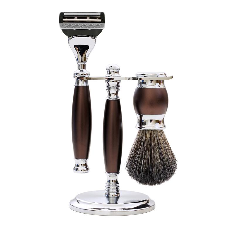 FREED 五刀式 刮鬍刀豪華禮盒四件組- 馬鞍棕+客製化刻字服務