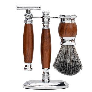 FREED 豪華四件雙刃刮鬍刀禮盒- 仿胡桃木