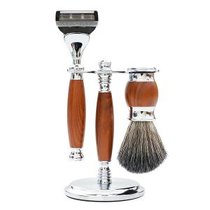 FREED 五刀式刮鬍刀豪華禮盒四件組 - 仿胡桃木+客製化刻字服務