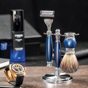 FREED 五刀式刮鬍刀豪華禮盒四件組 -時尚藍+客製化刻字服務