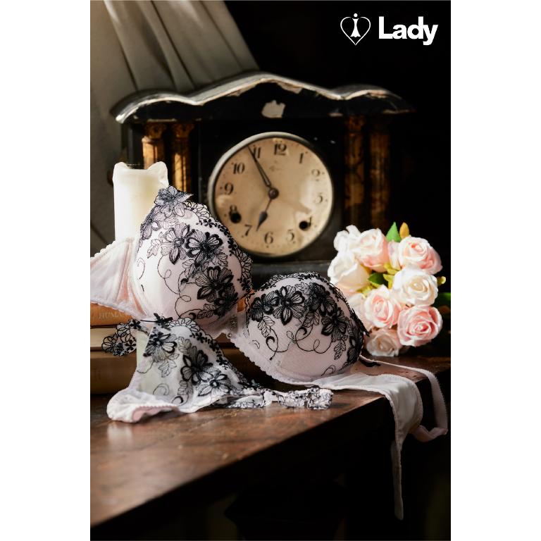Lady 蝶舞輕揚系列 B-F罩 法式 刺繡 蕾絲 內衣 (夢幻粉)