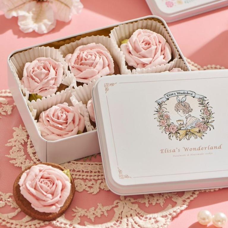 愛莉莎的夢遊仙境【花香繽紛】粉紅玫瑰餅乾禮盒-六入