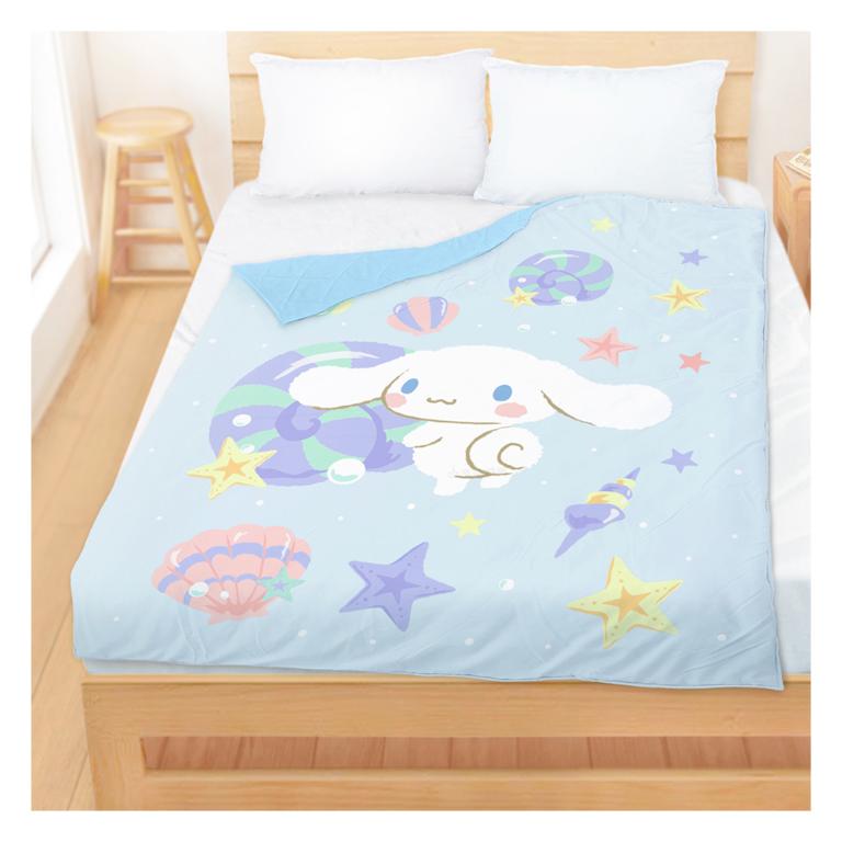 雙人四季涼被5x6-三麗鷗大耳狗Cinnamoroll 捲捲貝殼灣-藍