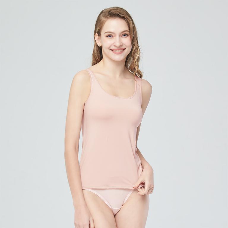 【思薇爾】E-COZY系列M-XL涼感圓領寬肩帶無袖素面BraTop長背心(知性膚)