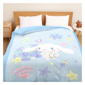 雙人薄被套6x7-三麗鷗大耳狗Cinnamoroll 捲捲貝殼灣-藍