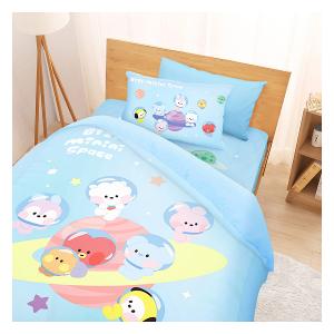 單人床包雙人薄被套三件組-BT21宇宙明星 太空漫遊BTS防彈少年團-藍