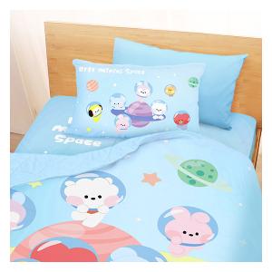 單人床包雙人涼被三件組-BT21宇宙明星 太空漫遊BTS防彈少年團-藍