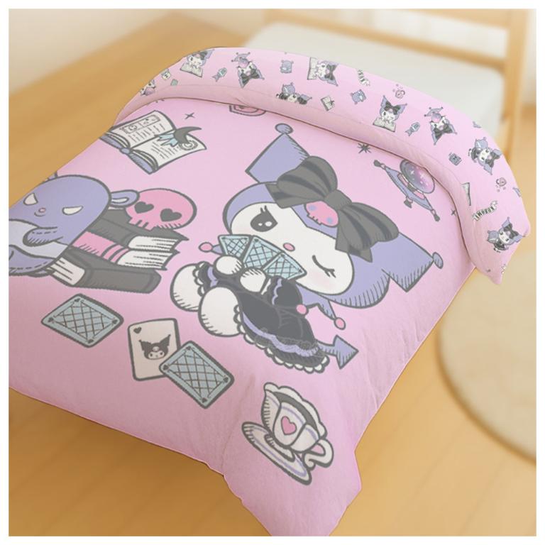 MIT卡通天絲雙人薄被套6x7-三麗鷗酷洛米KUROMI 神秘占卜師-粉