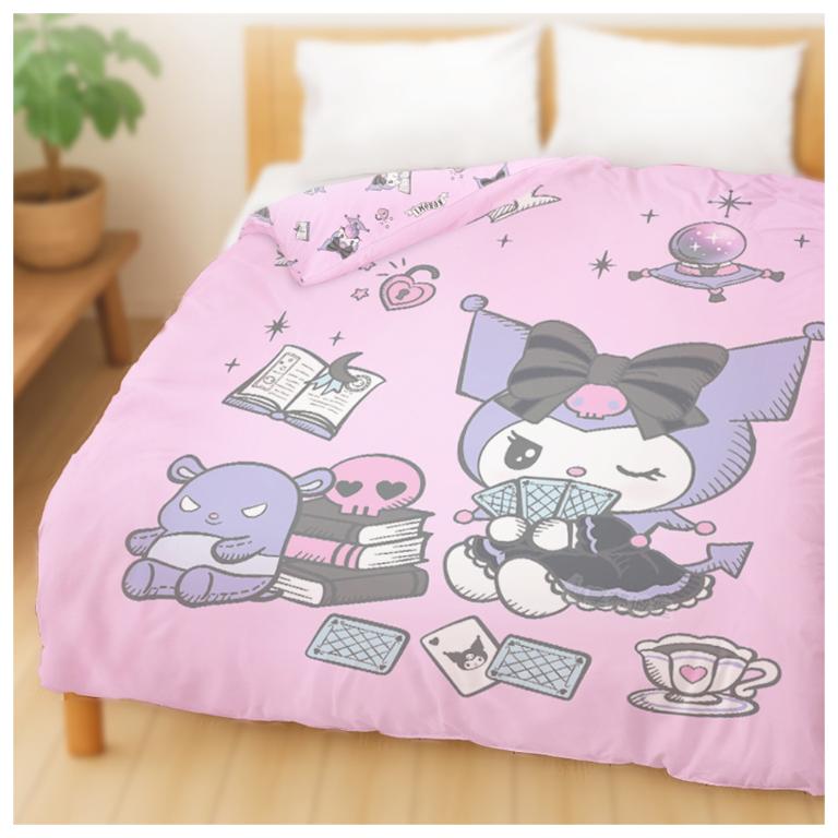 MIT卡通天絲雙人冬夏兩用被套6x7-三麗鷗酷洛米KUROMI 神秘占卜師-粉