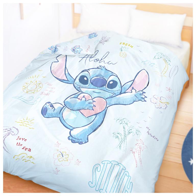 MIT卡通天絲雙人薄被套6x7-迪士尼史迪奇Stitch 海景時光-藍