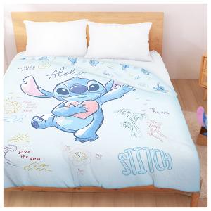 MIT卡通天絲雙人冬夏兩用被套6x7-迪士尼史迪奇Stitch 海景時光-藍