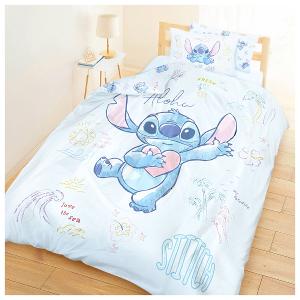 MIT卡通天絲單人床包雙人薄被套三件組-迪士尼史迪奇Stitch 海景時光-藍