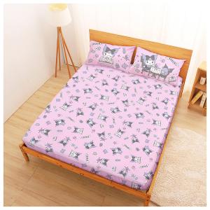 MIT卡通天絲雙人床包枕套三件組5x6.2-三麗鷗酷洛米KUROMI 神秘占卜師-粉