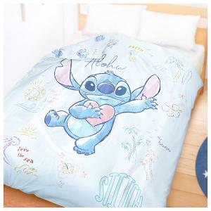 MIT卡通天絲雙人薄被套6x7-迪士尼史迪奇Stitch 海景時光-藍