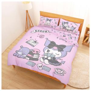MIT卡通天絲雙人床包兩用被套四件組-三麗鷗酷洛米KUROMI 神秘占卜師-粉