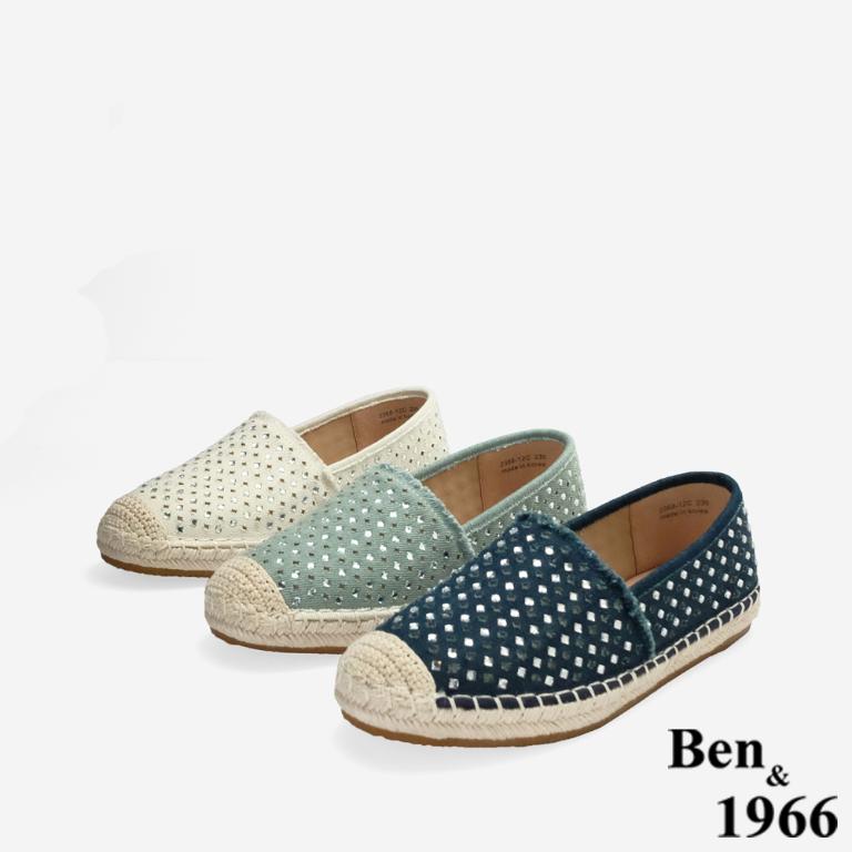 Ben&1966高級燙鑽丹寧布夏日感漁夫鞋-米白(256463)