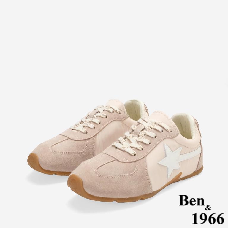 Ben&1966高級頭層牛皮舒適內增高休閒鞋-珊瑚粉(256311)
