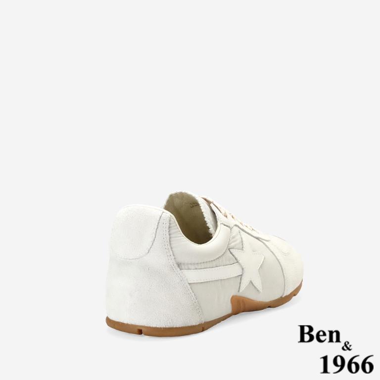 Ben&1966高級頭層牛皮舒適內增高休閒鞋-米白(256312)