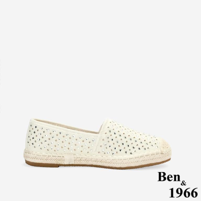 Ben&1966高級燙鑽丹寧布夏日感漁夫鞋-米白(256463)