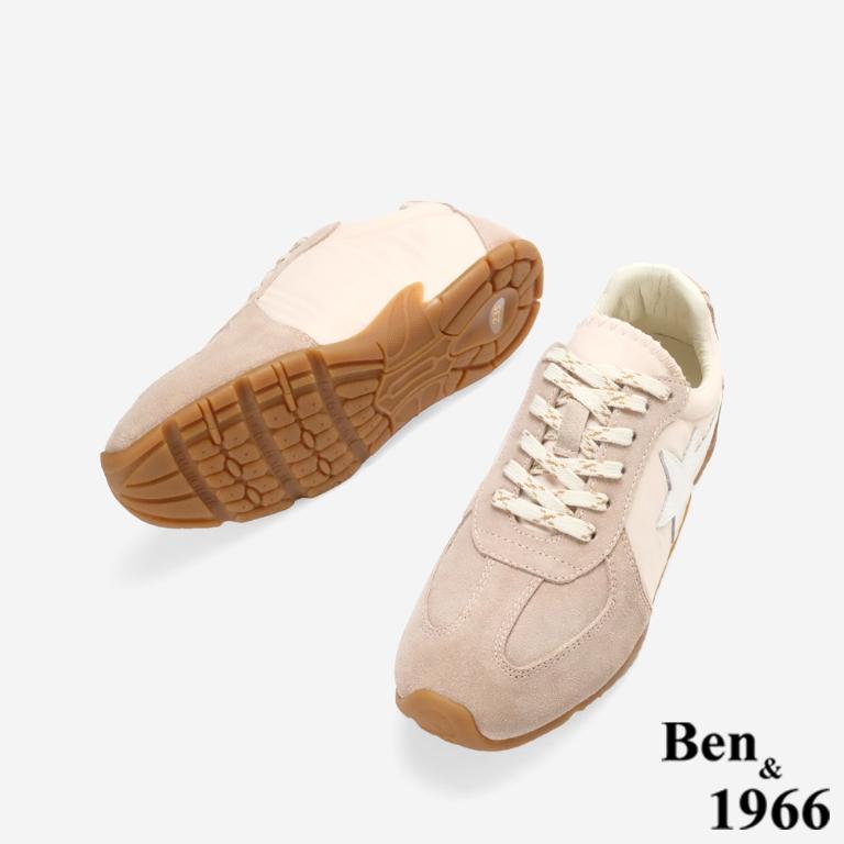 Ben&1966高級頭層牛皮舒適內增高休閒鞋-珊瑚粉(256311)